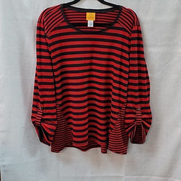 Cute Ruby Red Stiped Teeshirt - Picture 1 of 9